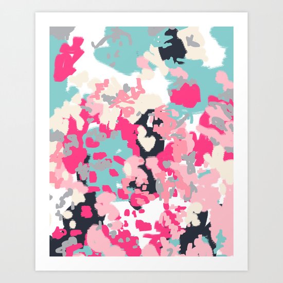 Addison - abstract minimal painting perfect gift valentines day hot pink love Art Print