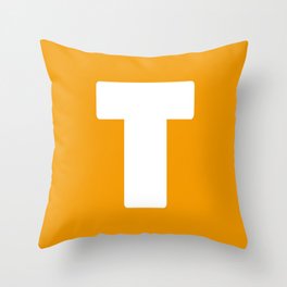 T (White & Orange Letter) Throw Pillow