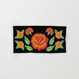 Mexican Folk Pattern – Tehuantepec Huipil flower embroidery Hand & Bath Towel