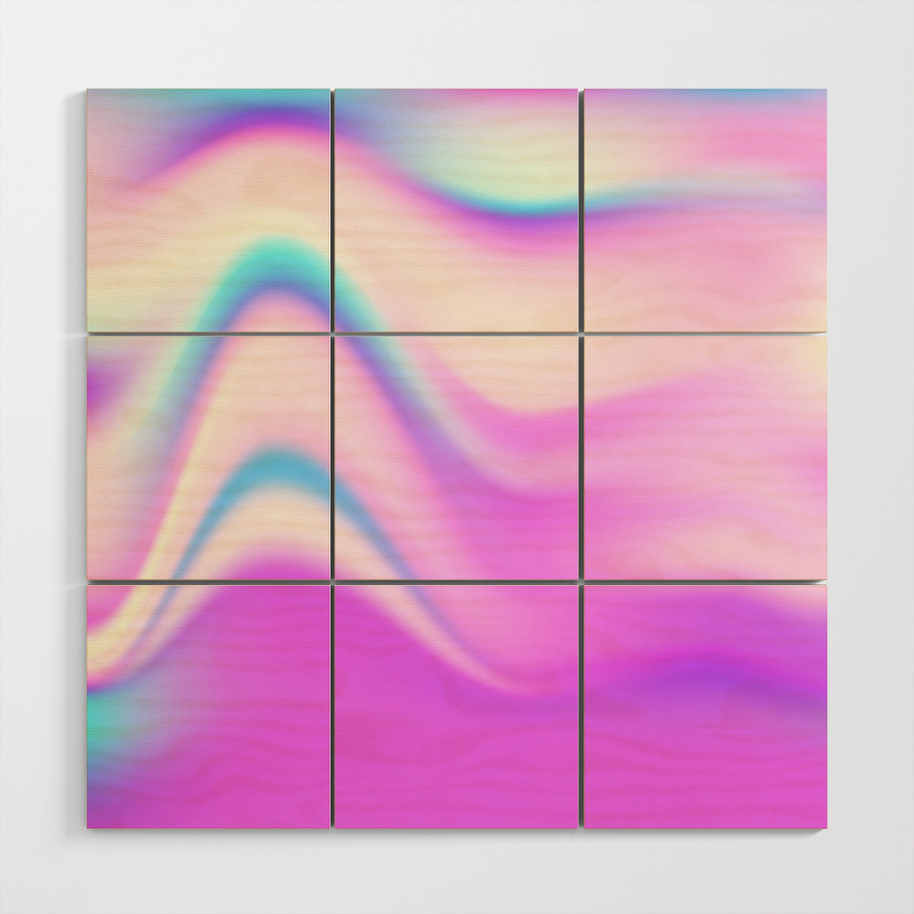 Hologram Bright Colorful Print Wood Wall Art by bobnevv