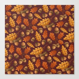 Acorns with oak leaves Canvas Print