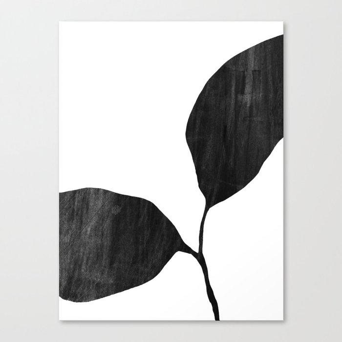 Seedling Leaning Left - Black and White Botanical Canvas Print
