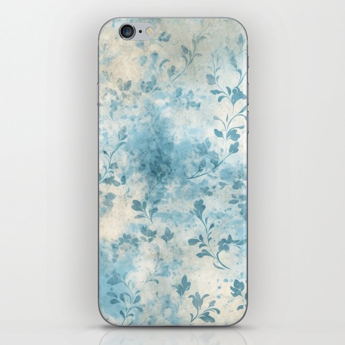 Blue and beige floral pattern iPhone Skin