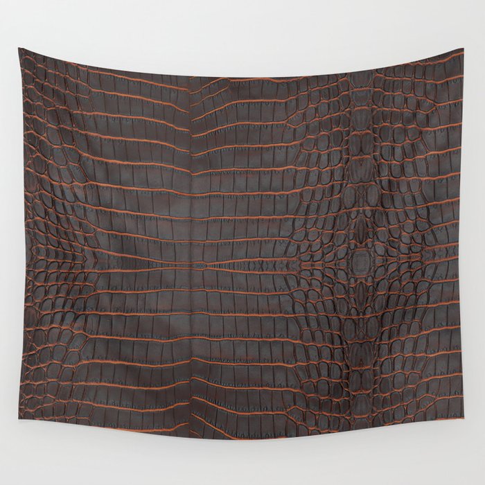Chestnut Nile Crocodile Leather Print Wall Tapestry
