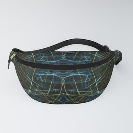 Liquid Light Series 67 ~ Blue & Yellow Abstract Fractal Pattern Fanny Pack