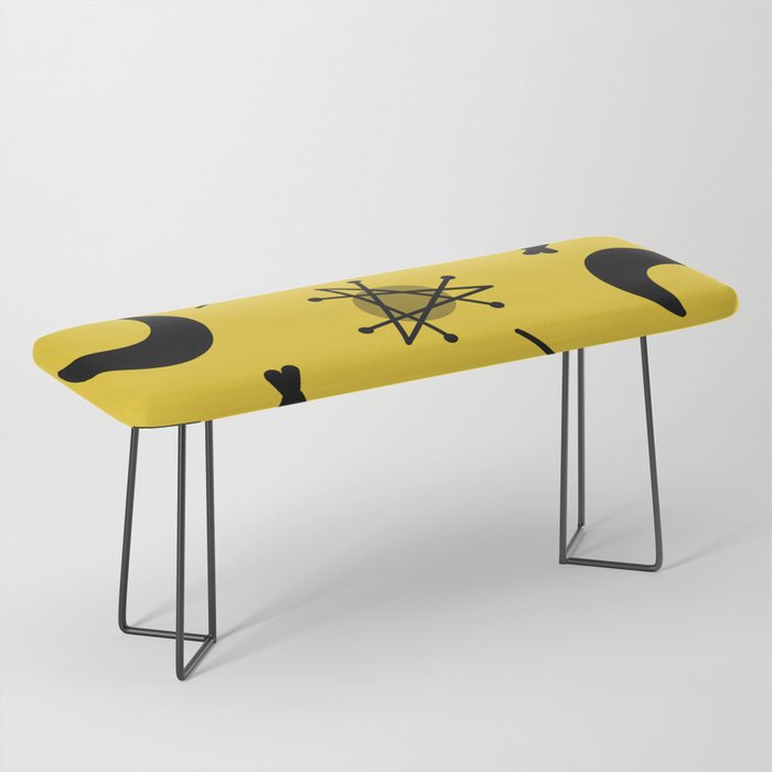 Moons & Stars Atomic Era Abstract Yellow Bench