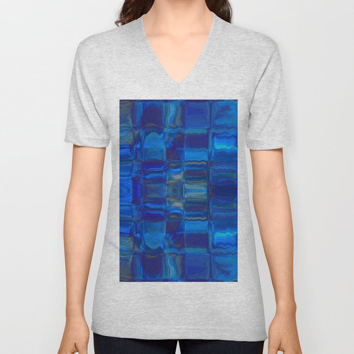 Deep Blue Ocean Shell V Neck T Shirt