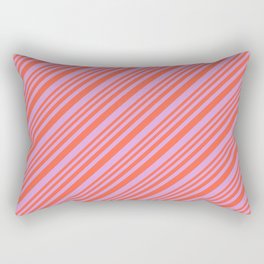 [ Thumbnail: Red and Plum Colored Pattern of Stripes Rectangular Pillow ]