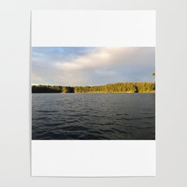 Sun Shining Through Clouds on Lake Poster