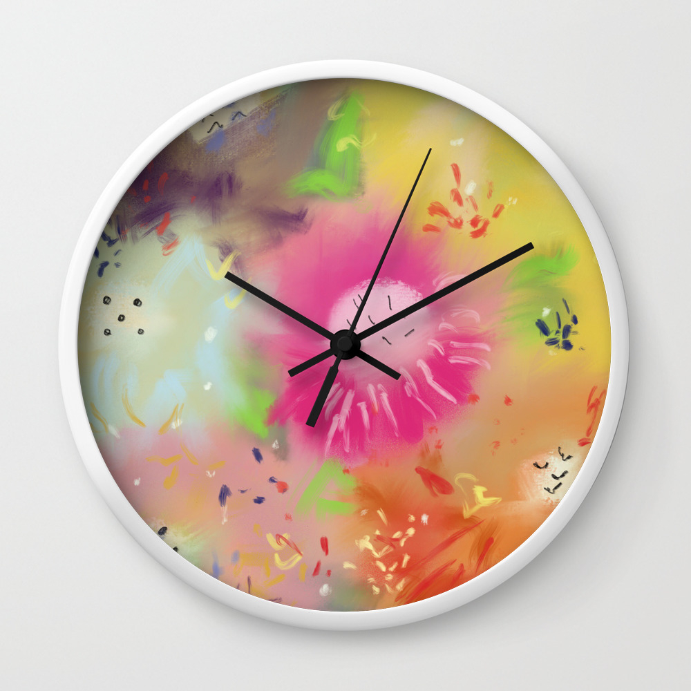 Abstract Garden Wall Clock By Greenrainart Society6