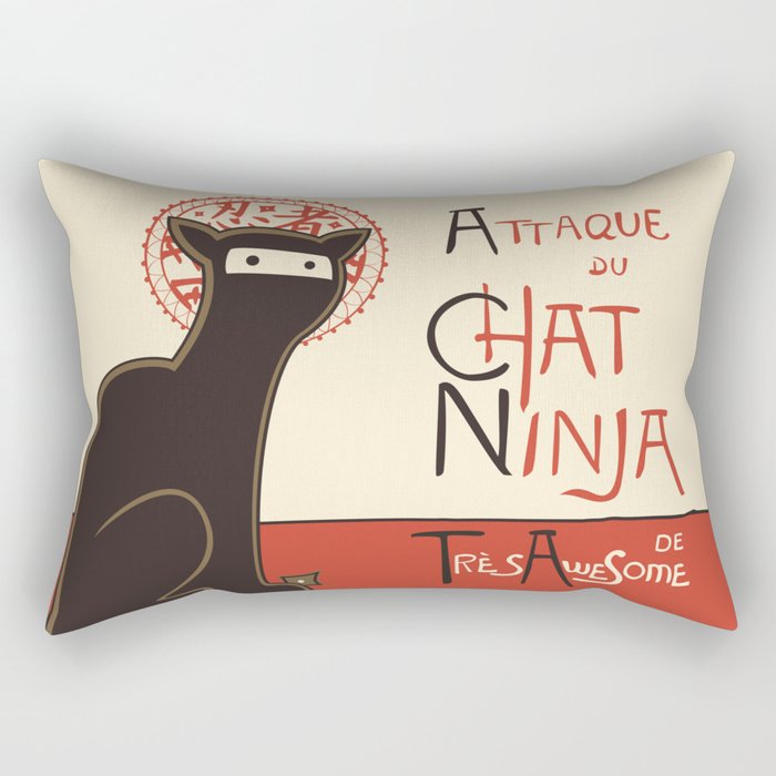 A French Ninja Cat (Le Chat Ninja) Rectangular Pillow