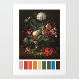 Vase of Flowers, Jan Davidsz de Heem, Color Palette Art Print