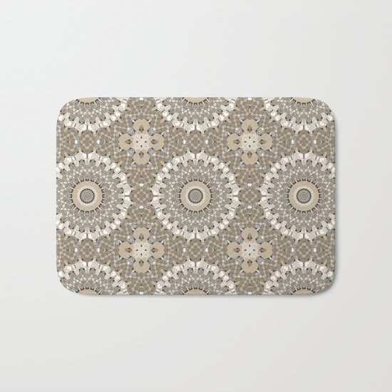 Beige brown kaleidoscope . Bath Mat