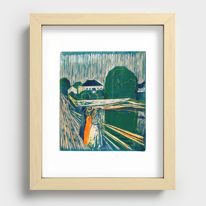 The Girls on the Bridge Edvard Munch Famous Painting Recessed Framed Print