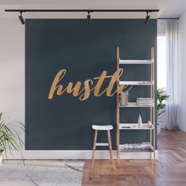 Hustle Text Copper Bronze Gold and Navy Wall Mural