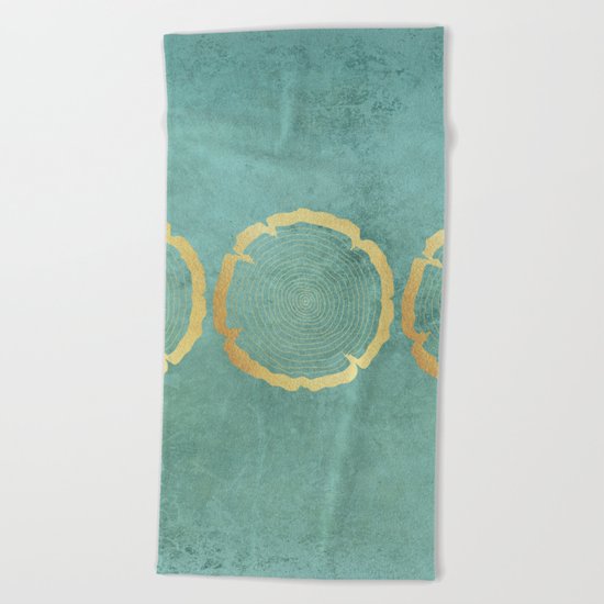 Gold Foil Tree Ring Beach Towel