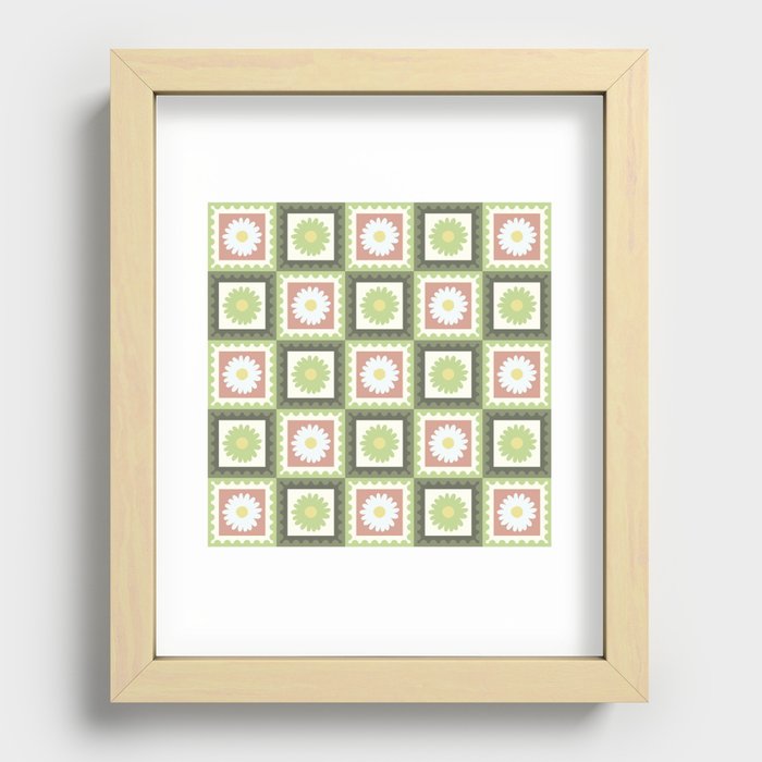 Double checkerboard postage stamp daisy pattern 1 Recessed Framed Print