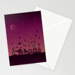 colorful circus carnival traveling in one row at night Stationery Cards