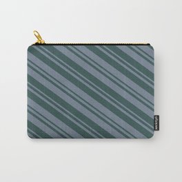 [ Thumbnail: Slate Gray and Dark Slate Gray Colored Stripes Pattern Carry-All Pouch ]
