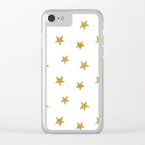 Merry christmas-Stars shining brightly-Gold glitter pattern Clear iPhone Case