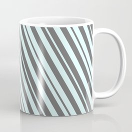 [ Thumbnail: Light Cyan and Dim Grey Colored Lines/Stripes Pattern Coffee Mug ]