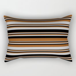 [ Thumbnail: Brown, Grey, and Black Colored Lines Pattern Rectangular Pillow ]