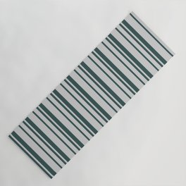 [ Thumbnail: Light Grey & Dark Slate Gray Colored Lines/Stripes Pattern Yoga Mat ]