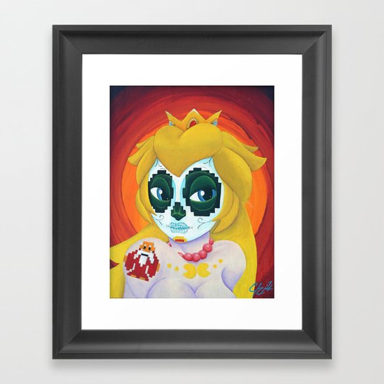 Day of the Digital Dead Princess Peach Framed Art Print