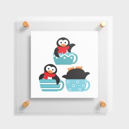 Trio coffee penguins 2 Floating Acrylic Print
