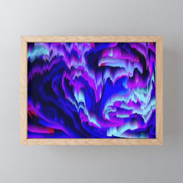 Neon Pixel Sorting Swirls Framed Mini Art Print