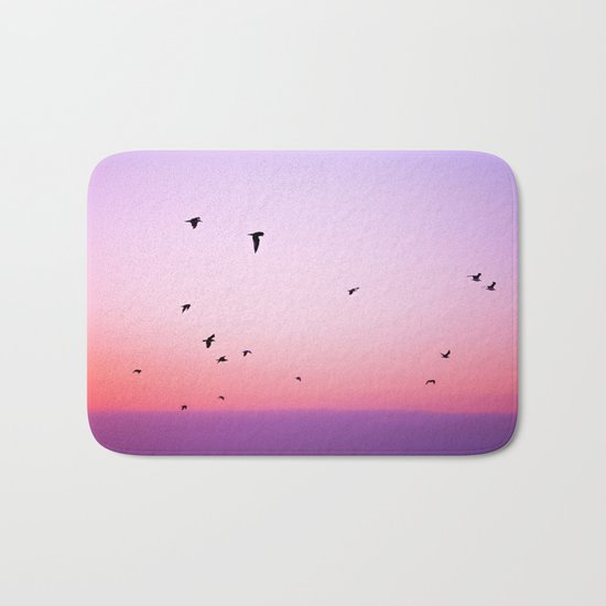 birds in the sky rose Bath Mat
