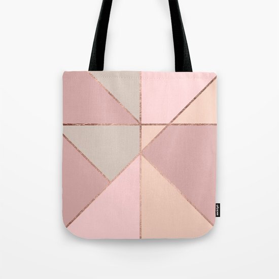Modern rose gold peach blush pink color block Tote Bag