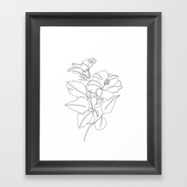 Floral one line drawing - Hibiscus Framed Art Print