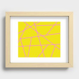 Pink Abstract Lines Yellow Pattern Recessed Framed Print