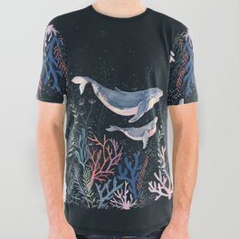 Whales and Coral All Over Graphic Tee