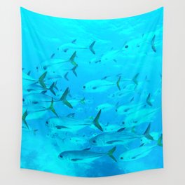 Bahamas School of Fish Watercolor Wall Tapestry