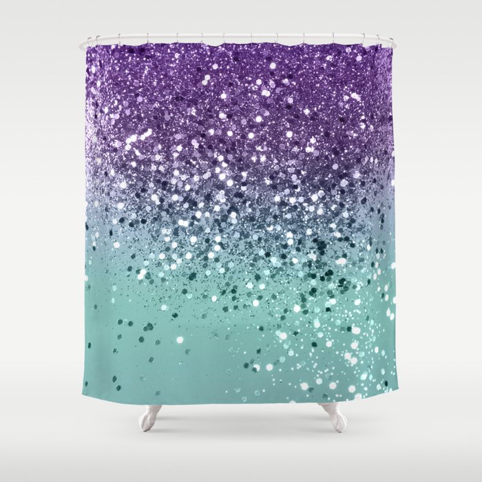 Purple Teal Mermaid Ocean Glitter #1 (Faux Glitter) #shiny #decor #art #society6 Shower Curtain