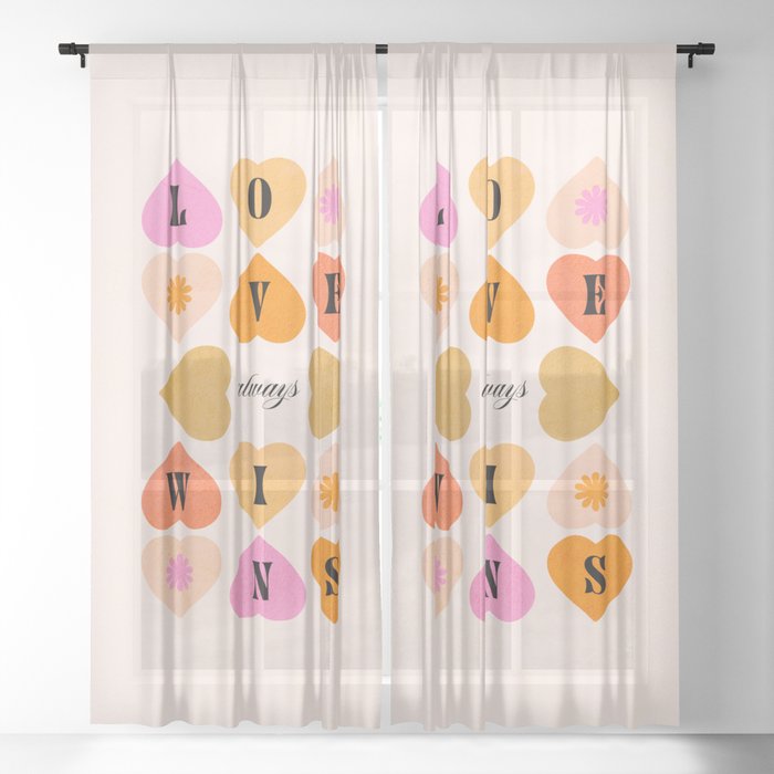 Love always wins - Earthy, peachy and pink Sheer Curtain