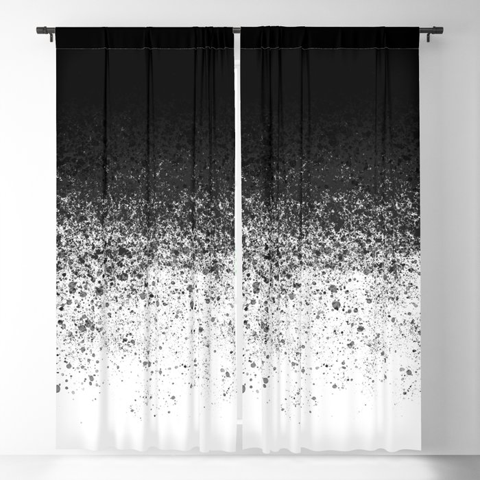 black and white fading paint drops - sprayed color dots Blackout Curtain