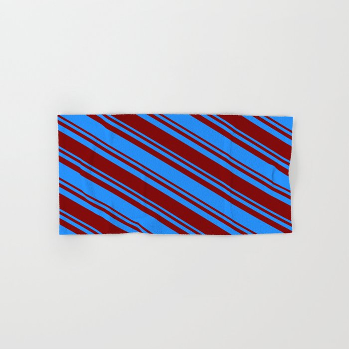 Blue and Maroon Colored Pattern of Stripes Hand & Bath Towel