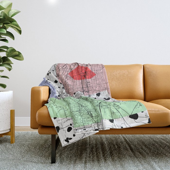 USA, Salem - City Map Collage Throw Blanket