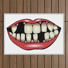 Funny Looking Mouth  Outdoor Rug