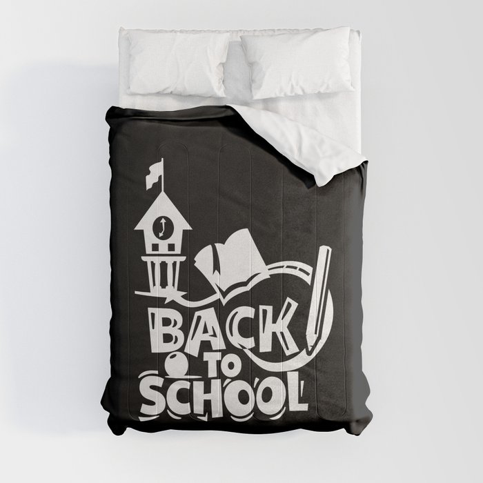 Cute Back To School Illustration Kids Quote Comforter