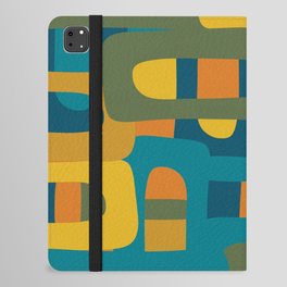 Bo Kaap Abstract Pattern in Moroccan Teal Ochre Olive Orange Mustard iPad Folio Case