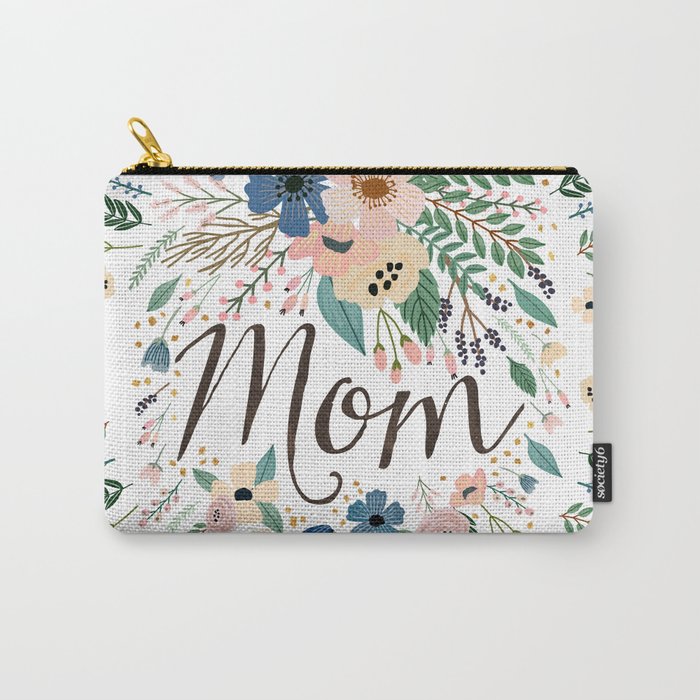 Mom typography with flowers Carry-All Pouch