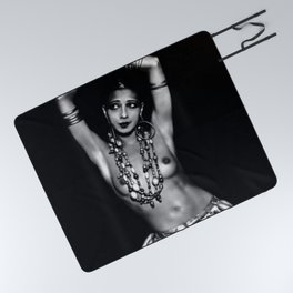 Jazz Age Josephine Baker in Folies Bergère Bananas Costume black and white photography Picnic Blanket
