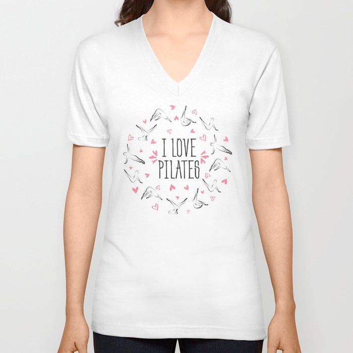 Pilates poses in shape of a circle V Neck T Shirt