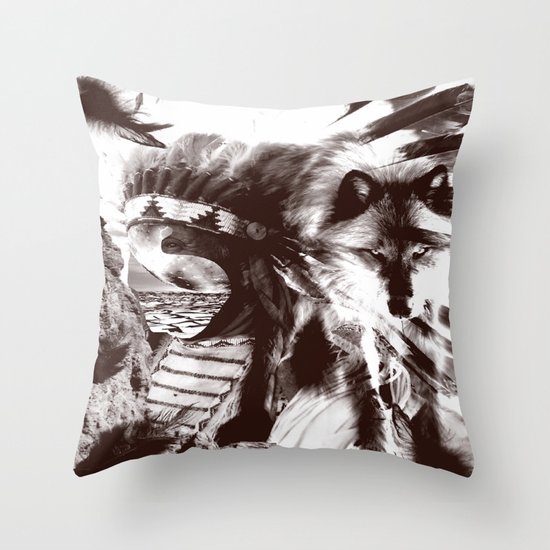 native wolf Throw Pillow