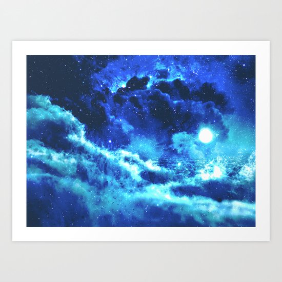 Blue on Moon Art Print