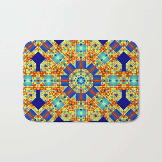 A touch of Escher, geometric pattern kaleidoscope Bath Mat